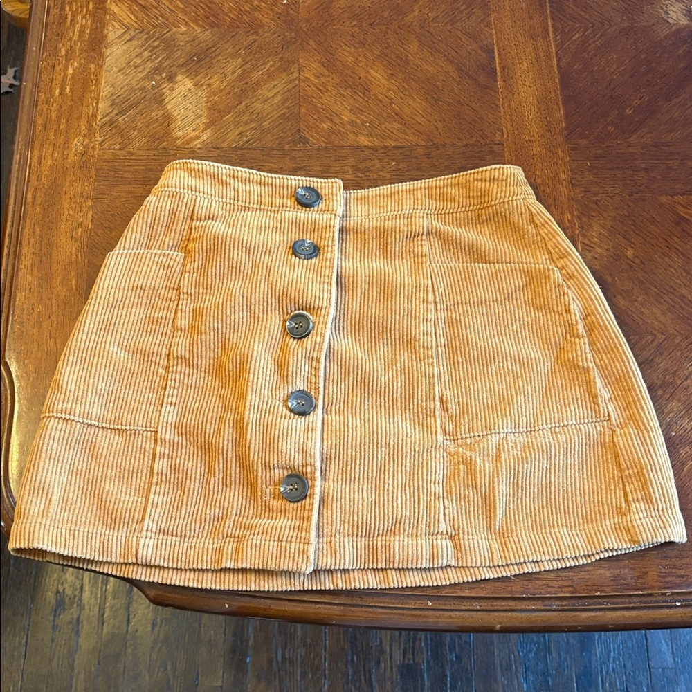 Chloe & Katie Camel Corduroy Mini Skirt